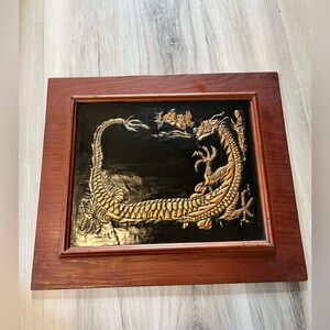 Vintage Copper Wall Art Chinese Dragon Black Copper Vintage Artwork